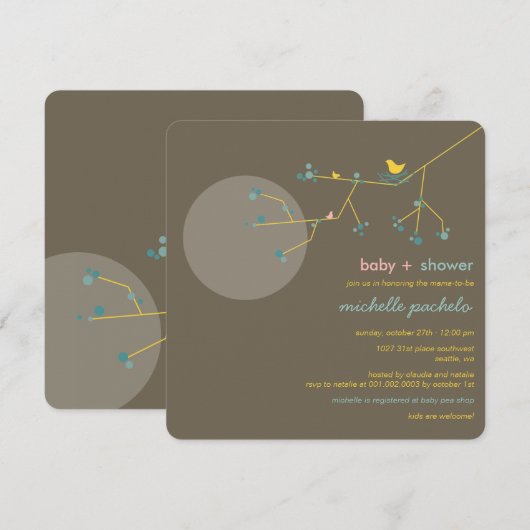 Eenvoudig grafisch Baby shower voor vogelfamilie n Kaart (Voorkant / Achterkant)
