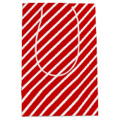 Eenvoudig grafisch diagonaal wit strippatroon op r medium cadeauzakje (Voorkant)
