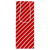 Eenvoudig grafisch diagonaal wit strippatroon op r wijn cadeautas (Voorkant)