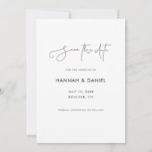 Eenvoudig grafisch minimalistisch modern script fo save the date (Achterkant)