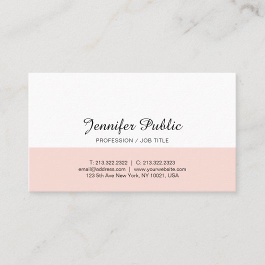 Eenvoudig grafisch ontwerp Blush Pink White Trendy Visitekaartje (Voorkant)