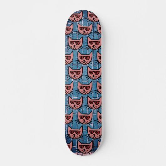 Eenvoudig grappig kattenpatroon Skateboard (Voorkant)