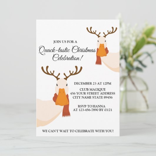 Eenvoudig Grappig Kerst Schattige Eend Antlers Kaart (Staand voorkant)