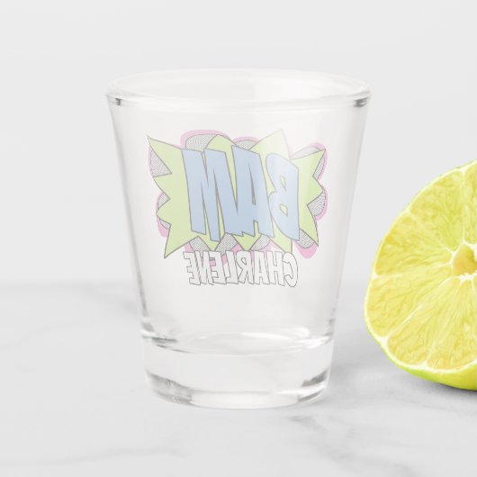 Eenvoudig grappig Modern Trendy Comic BAM! Cheers Shot Glas (Achterkant)