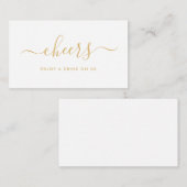 Eenvoudig Gratis Drankkaartje - Goud & Wit Informatiekaartje (Voorkant / Achterkant)