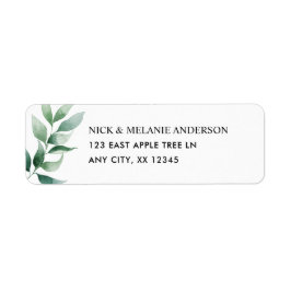 Eenvoudig greenery bruiloft return address-label etiket