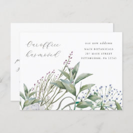Eenvoudig Greenery Business Kantoor Moving Annouce Briefkaart