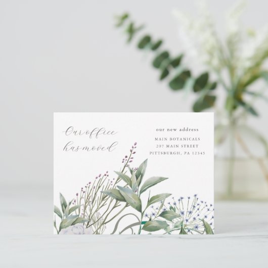 Eenvoudig Greenery Business Kantoor Moving Annouce Briefkaart (Staand voorkant)