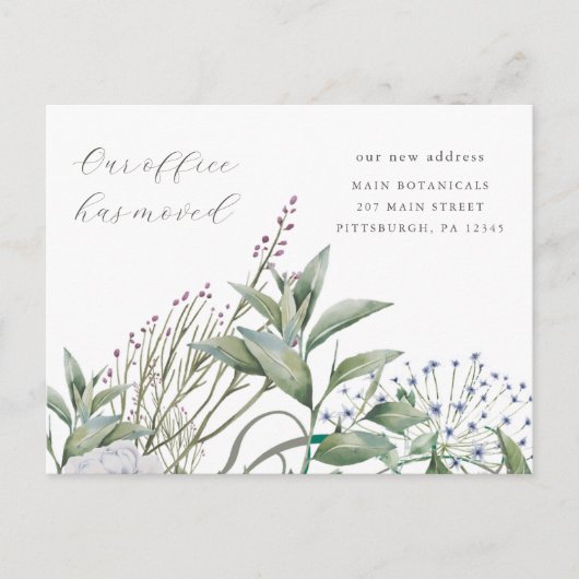 Eenvoudig Greenery Business Kantoor Moving Annouce Briefkaart (Voorkant)