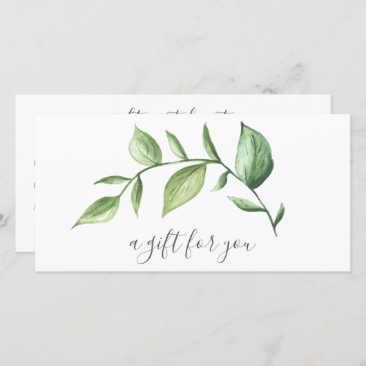 Eenvoudig Greenery Elegant Rustic Gift Certificate (Voorkant / Achterkant)