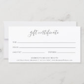 Eenvoudig Greenery Elegant Rustic Gift Certificate (Achterkant)