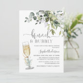 Eenvoudig Greenery Eucalyptus Brunch & Bubble Kaart (Staand voorkant)