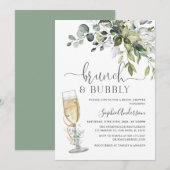 Eenvoudig Greenery Eucalyptus Brunch & Bubble Kaart (Voorkant / Achterkant)