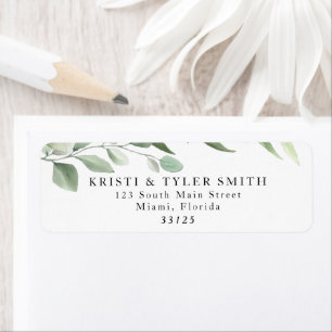 Eenvoudig Greenery Leaves Return Address Label
