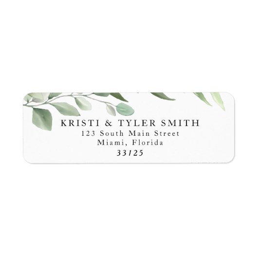Eenvoudig Greenery Leaves Return Address Label (Voorkant)