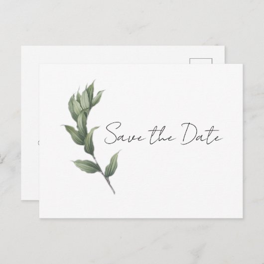 Eenvoudig Greenery sparen het Briefkaart van de Da (Voorkant / Achterkant)