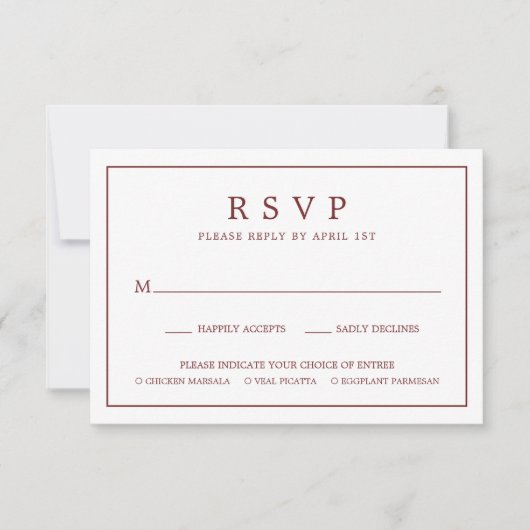 Eenvoudig grensvlees met keuze tussen Bourgogne br RSVP Kaartje (Voorkant)
