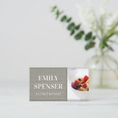 Eenvoudig Grey Linen Nutritionist Visitekaartje (Staand voorkant)