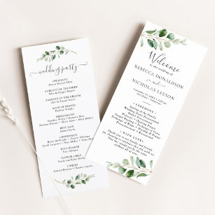 Eenvoudig Grieks Eucalyptus Wedding Programme Menu