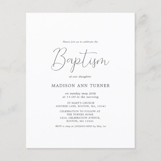 Eenvoudig grijs | Baptisme-uitnodiging Flyer (Voorkant)