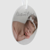 Eenvoudig grijs Elegant Baby Eerste Kerstmis Ornament (voorkant)