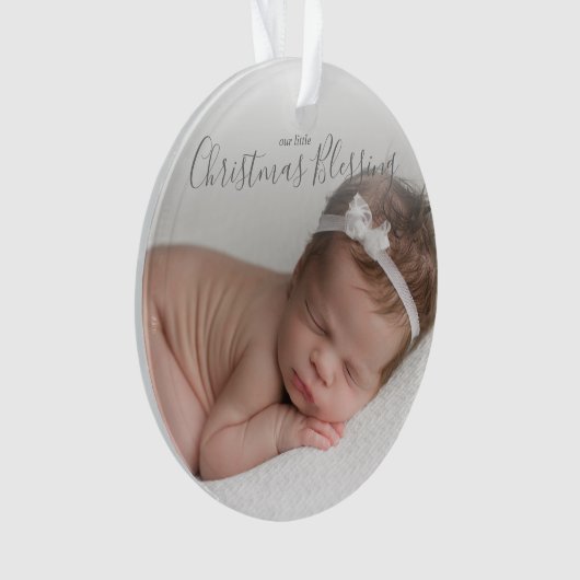Eenvoudig grijs Elegant Baby Eerste Kerstmis Ornament (voorkant)