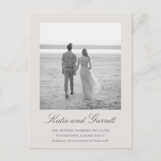 Eenvoudig grijs Elegant Bruiloft Save the Date Aankondigingskaart (Voorkant)