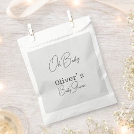 Eenvoudig grijs Elegant Kalligrafie Baby shower Bedankzakje