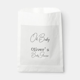 Eenvoudig grijs Elegant Kalligrafie Baby shower Bedankzakje