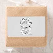 Eenvoudig grijs Elegant Kalligrafie Baby shower Etiket (Insitu)
