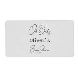 Eenvoudig grijs Elegant Kalligrafie Baby shower Etiket