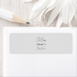 Eenvoudig grijs Elegant Kalligrafie Baby shower Etiket