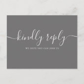 Eenvoudig grijs Elegant Signature Script RSVP Uitnodiging Briefkaart (Voorkant)