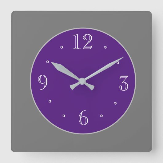 Eenvoudig grijs en Paarse wit nrs. wandklok (Voorkant)