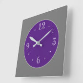 Eenvoudig grijs en Paarse wit nrs. wandklok (Hoek)