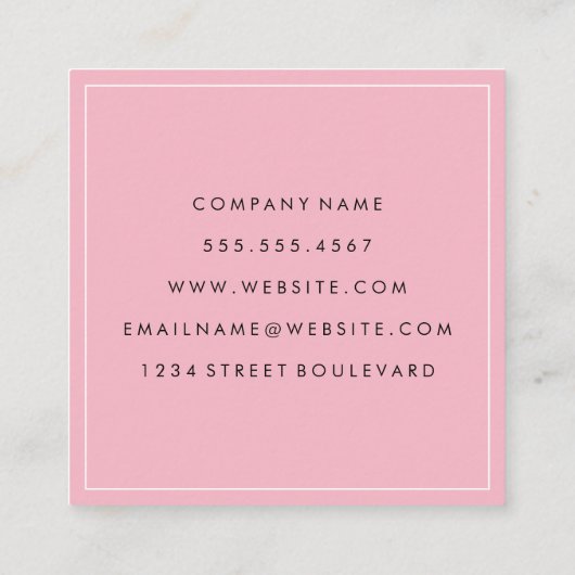 Eenvoudig grijs en roze met witte rand vierkante visitekaartje (Achterkant)