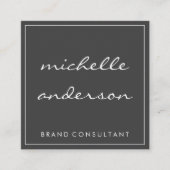 Eenvoudig grijs en roze met witte rand vierkante visitekaartje (Voorkant)