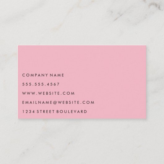 Eenvoudig grijs en roze met witte rand visitekaartje (Achterkant)