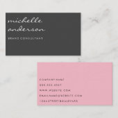 Eenvoudig grijs en roze met witte rand visitekaartje (Voorkant / Achterkant)