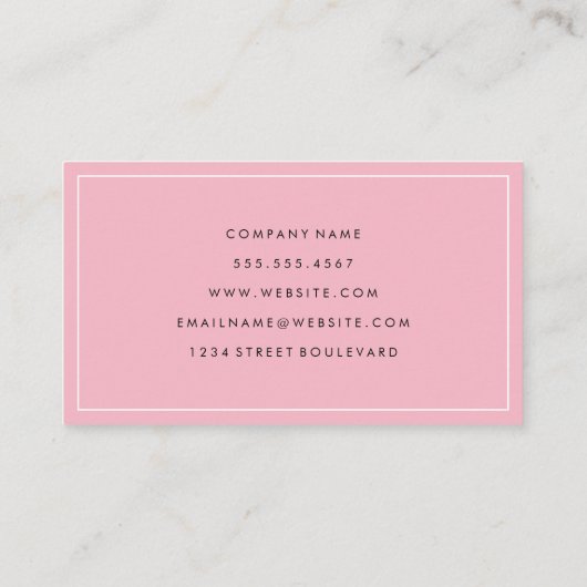 Eenvoudig grijs en roze met witte rand visitekaartje (Achterkant)