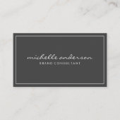 Eenvoudig grijs en roze met witte rand visitekaartje (Voorkant)