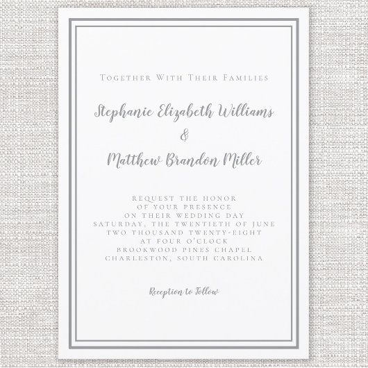 Eenvoudig grijs en wit bruiloft - Modern minimalis Kaart