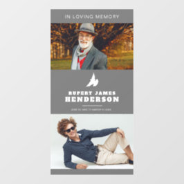 Eenvoudig grijs en wit duif fotosjabloon gedenktek raamsticker