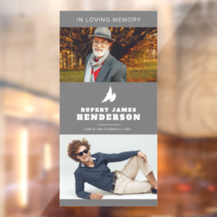 Eenvoudig grijs en wit duif fotosjabloon gedenktek raamsticker