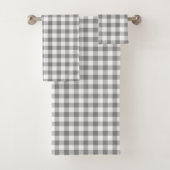 Eenvoudig grijs en wit gingham bad handdoek (Insitu)