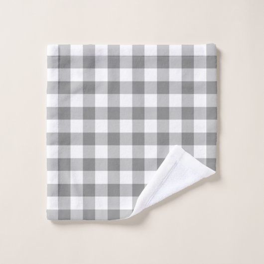 Eenvoudig grijs en wit gingham bad handdoek (Wasdoekje)