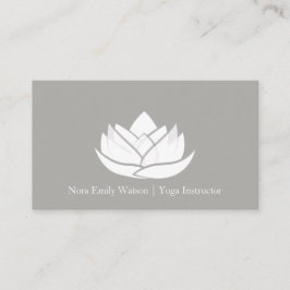 Eenvoudig grijs en wit Lotus Flower Visitekaartje