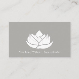 Eenvoudig grijs en wit Lotus Flower Visitekaartje
