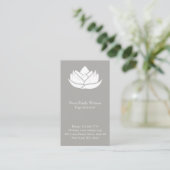 Eenvoudig grijs en wit Lotus Flower Visitekaartje (Staand voorkant)