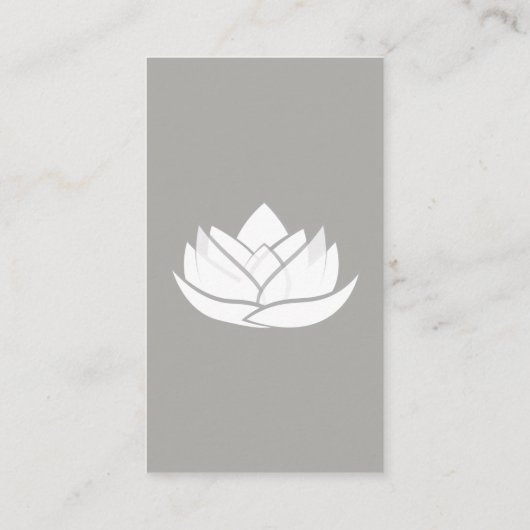 Eenvoudig grijs en wit Lotus Flower Visitekaartje (Achterkant)